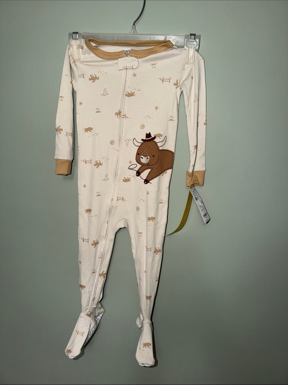 NWT Carter’s 24M Cowboy Steer Footed Zip Sleeper Pajamas Western Rodeo